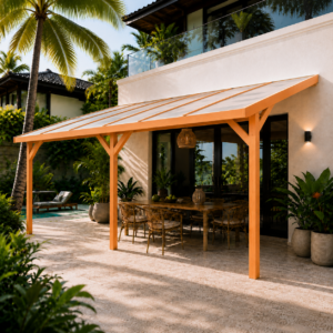 Veranda - Douglashout - Schuin dak - 300x300 cm - Incl. Polycarbonaat dak