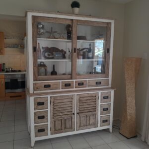 Vitrinekast - Massief Hout - 2 delig - als nieuw